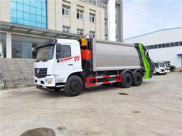 国六东风专底后八轮18方压缩垃圾车 带密封盖翻斗 落地篓