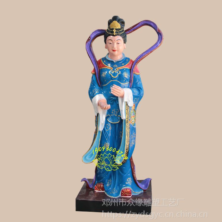 订做善财龙女神像 彩绘雕塑 扶筐七星七仙姑神像 七仙女佛像批发