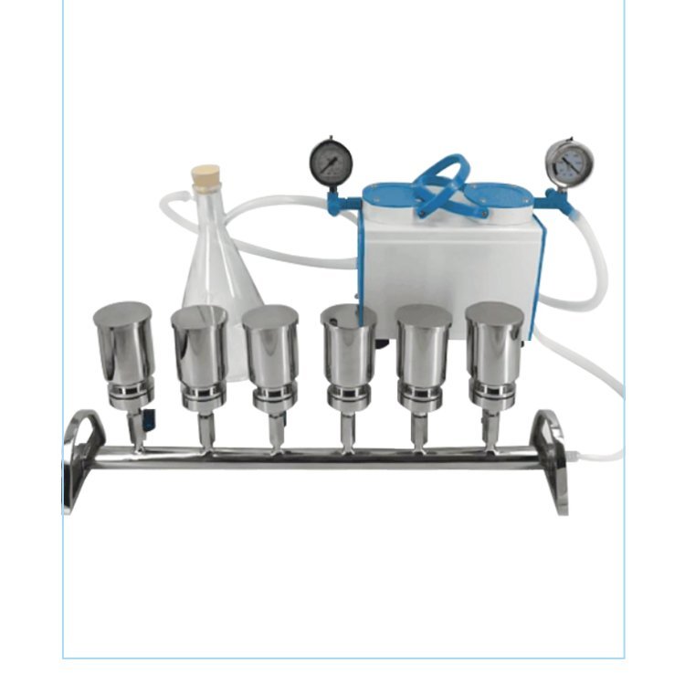 LBW-600六联微生物限度检测装置多联过滤头设计，可同时抽滤
