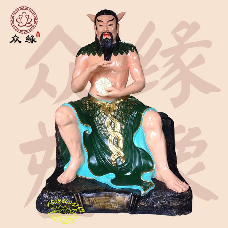 三皇五帝树脂雕塑 玻璃钢彩绘神农雕像 八卦祖师神像佛堂摆件