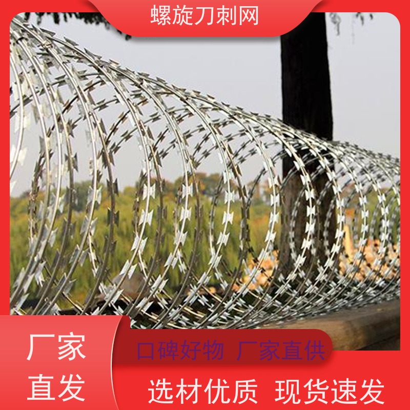 学校围墙防盗防爬刺网防攀爬铁蒺藜刀片刺绳热镀锌刺丝滚笼安装