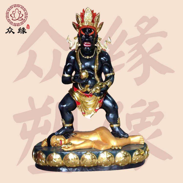 密宗财神五色财神爷 铜雕北方黑财神像绿财神 树脂雕像批发