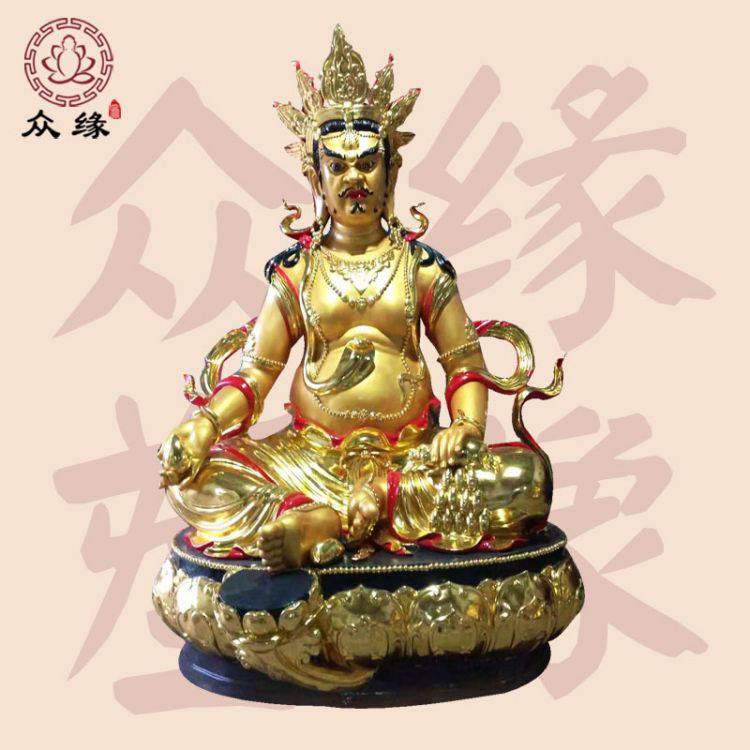藏教密宗财神爷摆件 供奉五大财神雕像 黑财神红财神藏传佛像
