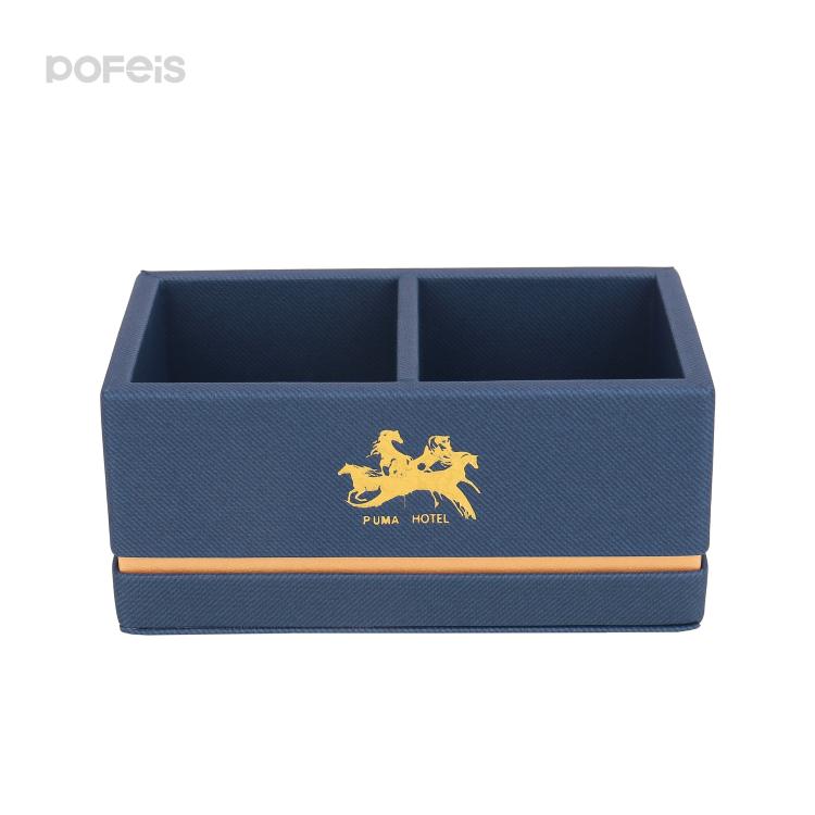 双格茶包盒定制 酒店客房用品收纳盒 皮质茶叶包装双格茶叶盒厂家