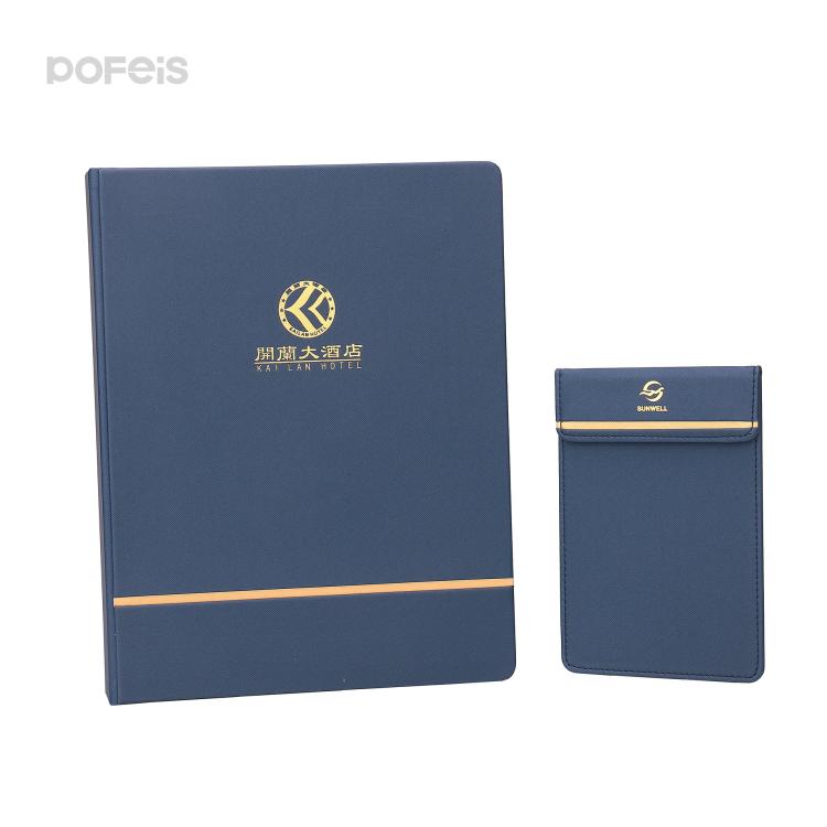 酒店客房套装仿布纹皮质服务指南收银夹皮具套装烫金压印logo