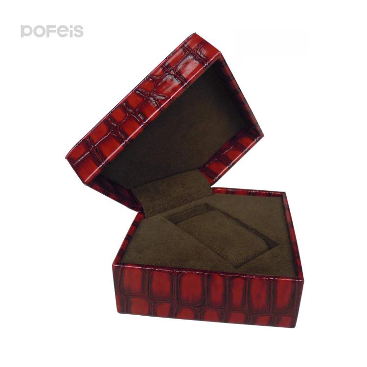 异形三角双色皮质手表盒定制磁吸翻盖防压皮盒压印logo皮革表盒