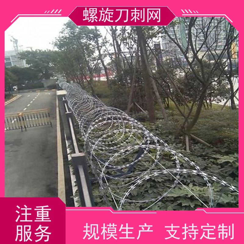 学校围墙防盗防爬刺网防攀爬铁蒺藜304不锈钢刀片刺绳安装
