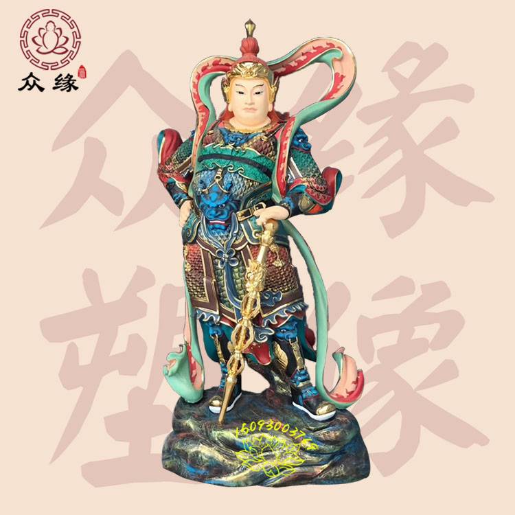 极彩古彩鎏金神像 韦陀菩萨树脂雕像 关羽伽蓝菩萨佛像摆件