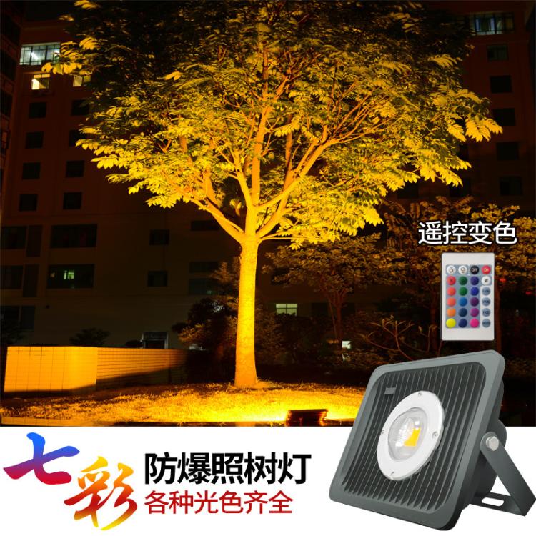 led七彩投光灯公园景观亮化草坪绿化灯rgb遥控变色防水防爆射灯