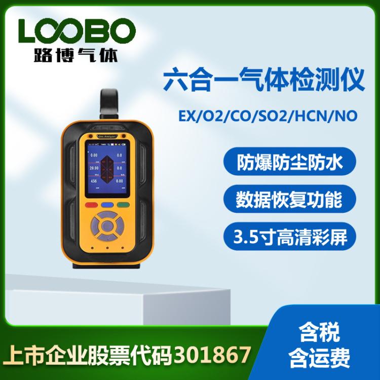 便携式六合一气体检测仪 可燃气体一氧化碳二氧化硫氰化氢报警器