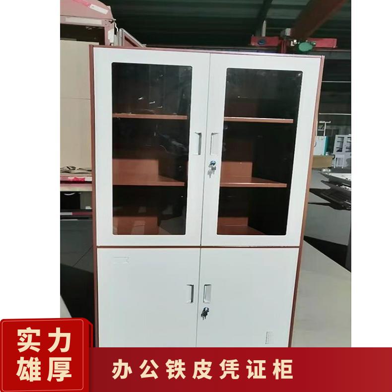 办公铁皮凭证柜 简约 档案室 尺寸900*390*1850 玻璃对开柜厂家