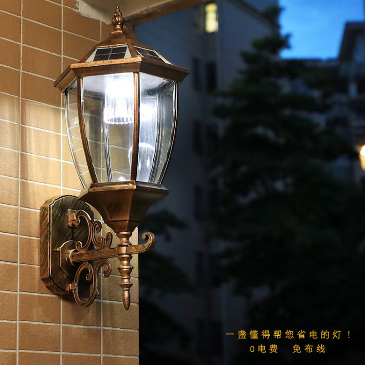 太阳能壁灯户外防水墙灯室外欧式别墅庭院灯阳台外墙灯