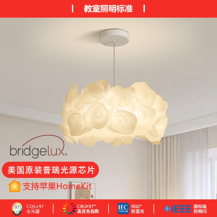 奶油风卧室吊灯个性简约现代花瓣普瑞光源防蓝光书房客厅餐厅灯具