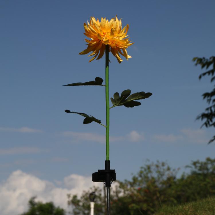 跨境太阳能菊花灯仿真花地插灯户外防水别墅庭院花园装饰草坪灯