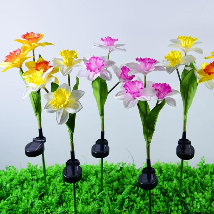 太阳能水仙花仿真花灯插地户外庭院草坪灯家用花园别墅装饰氛围灯