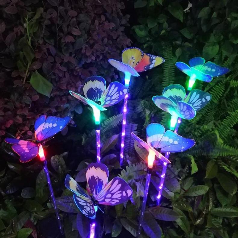 led太阳能光纤蝴蝶灯户外花园草坪景观装饰灯 灯