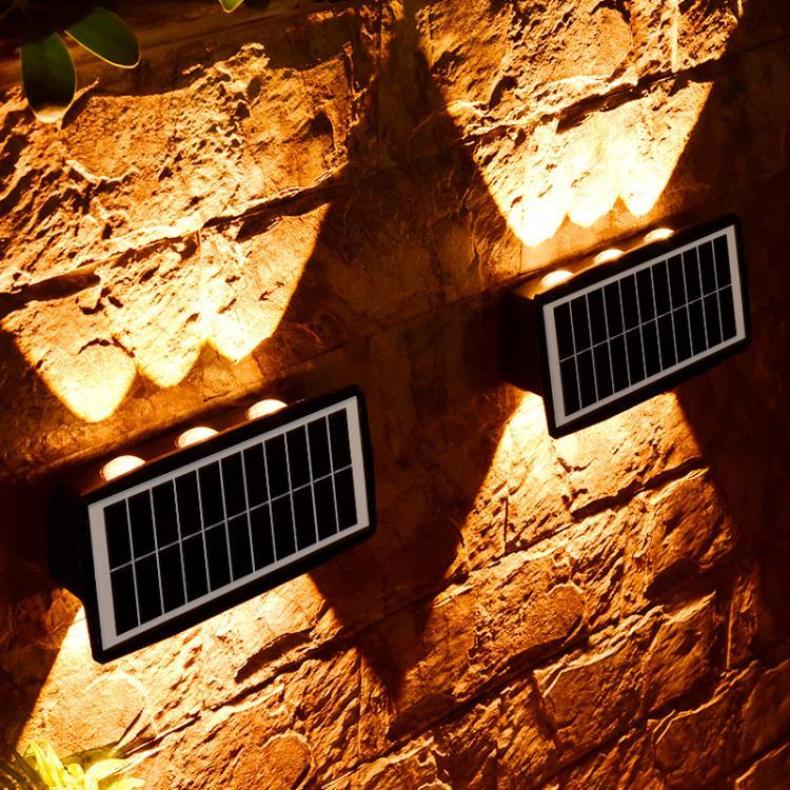 LED太阳能壁灯6头发光墙壁灯户外庭院灯室外围墙过道装饰别墅