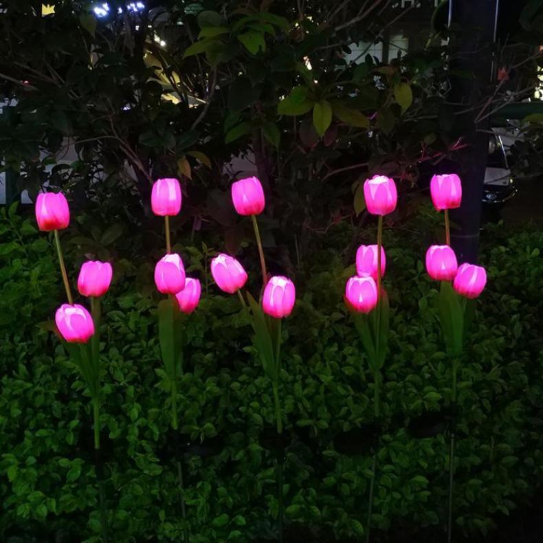 led太阳能郁金香草坪灯户外别墅花园3头花灯