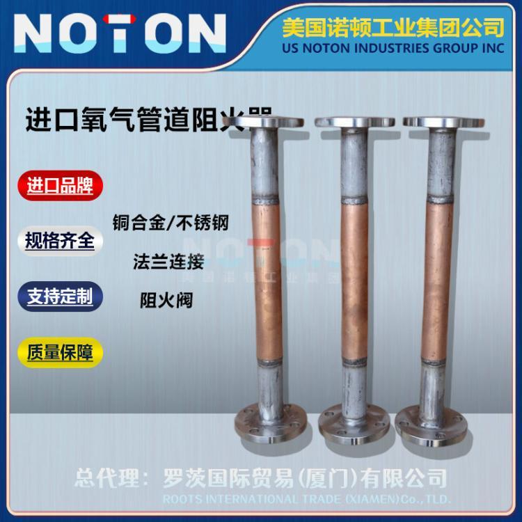 NOTON 进口氧气管道阻火器 阀前阀后焊接法兰 紫铜合金 美国诺顿品牌