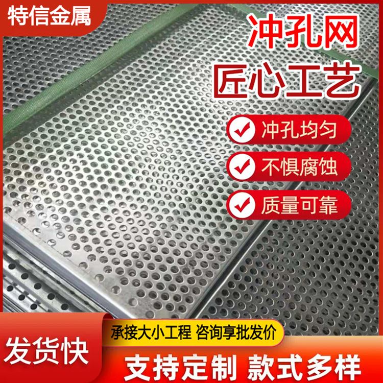 特信金属 经久耐用 4mm厚 单层钢板网隔断 金属板开孔 过滤筛 圆孔网板