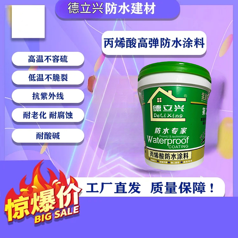 德立兴聚合物丙烯酸防水涂料 单组份水乳型白色 施工方便效率高