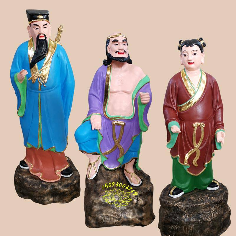 木雕八仙过海神像 彩绘何仙姑像 玻璃钢纯阳祖师神像 南极仙翁神像厂