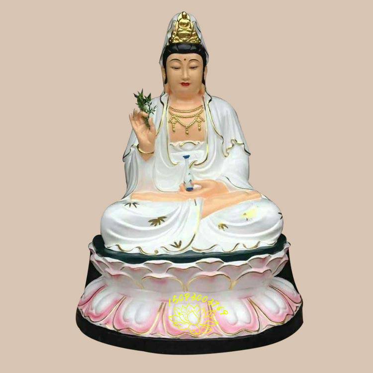 观自在菩萨雕像 白衣观音大士神像价格 善财龙女护法童子 寺庙佛像
