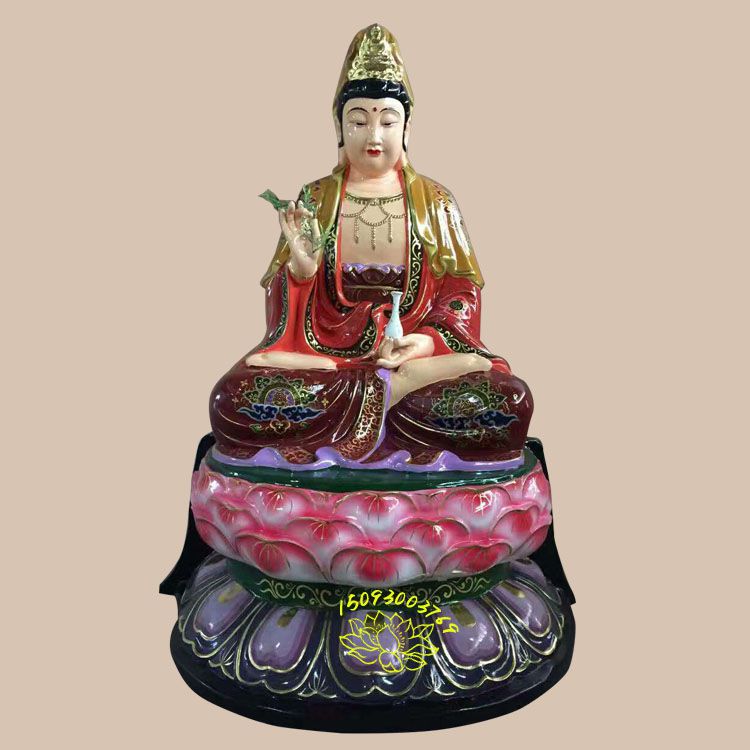 杨柳观音佛像厂家 坐莲观音老母佛像 三十三观音化身 彩绘树脂佛像