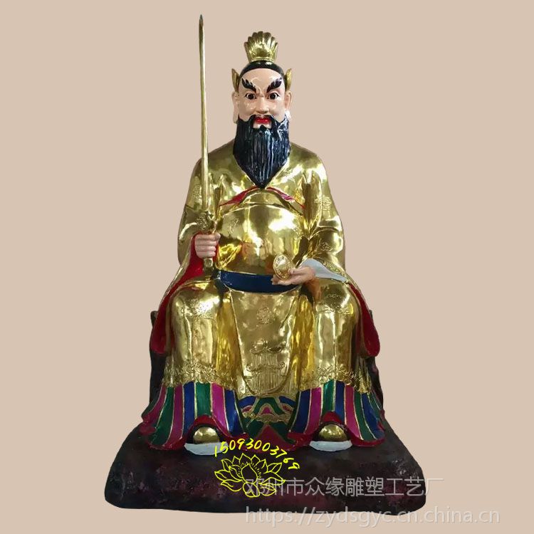 手工真金极彩佛像批发 1.3米张天师神像 张道陵佛像雕塑