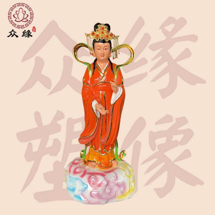 玻璃钢彩衣七仙女神像 七仙圣母木雕佛像 鎏金仙女下凡摆件