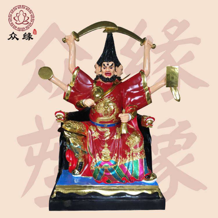 树脂玻璃钢火德星君神像 灶君雕像 祝融神像 上古火神极彩雕像