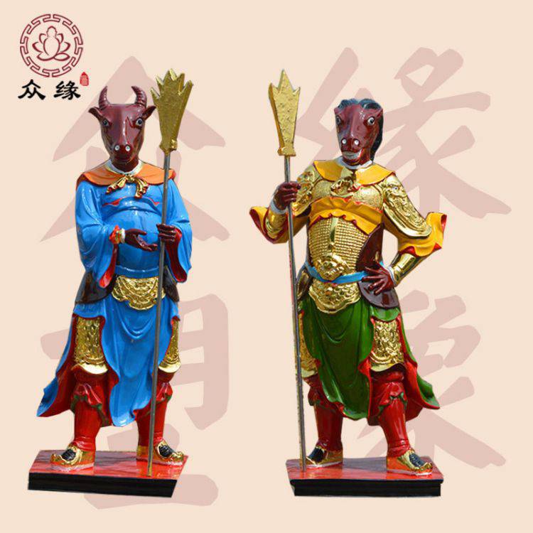 手工雕刻牛王爷神像 马王菩萨三眼塑像 灵官马元帅 汉白玉彩绘佛像