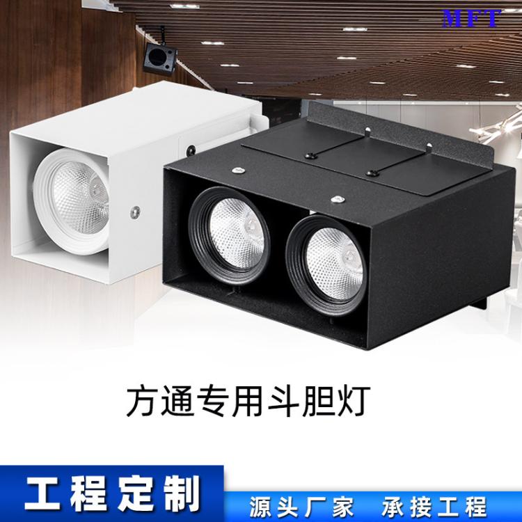 方通专用灯铝方通吊顶led筒灯射灯cob商用明装格栅方形双头斗胆灯