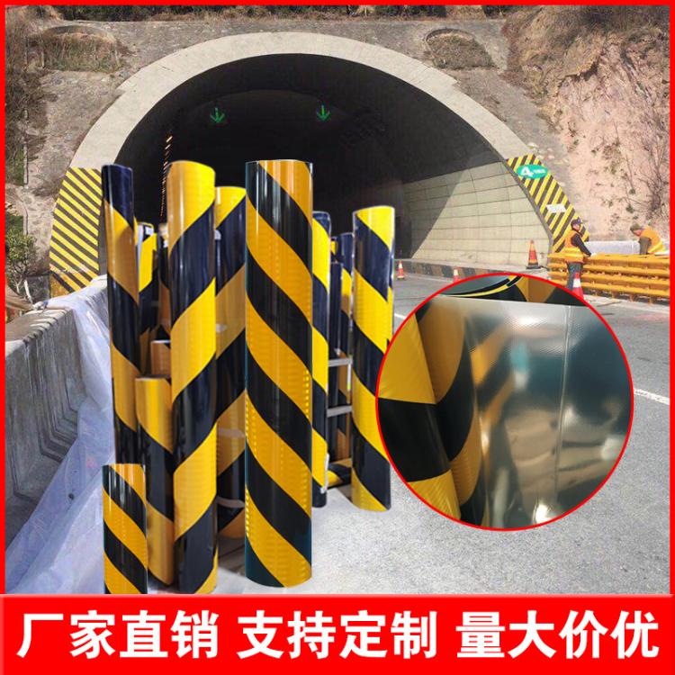 源头厂家pet黄黑立面标记双色隧道反光膜斜纹反光贴