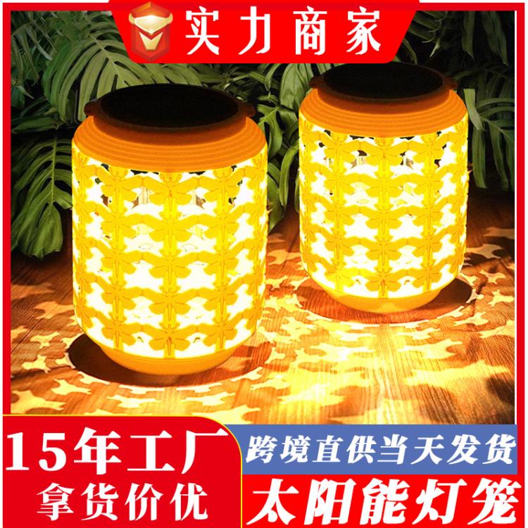 跨境新中式太阳能复古灯农村阳台园林装饰园艺灯庭院手提外挂灯笼