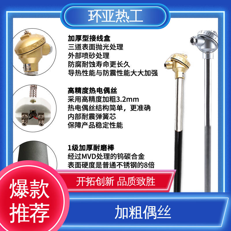 垃圾焚烧炉专用 订制 K型高温耐磨热电偶 无固定式 环亚