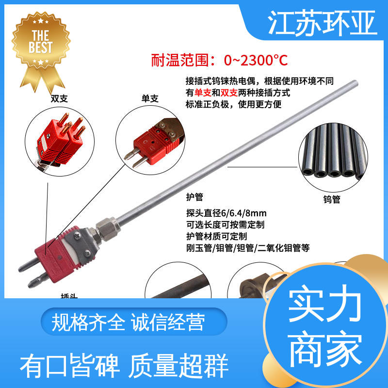 S型钨铼热电偶 规格齐全 高温抗氧化 玻璃制造 环亚