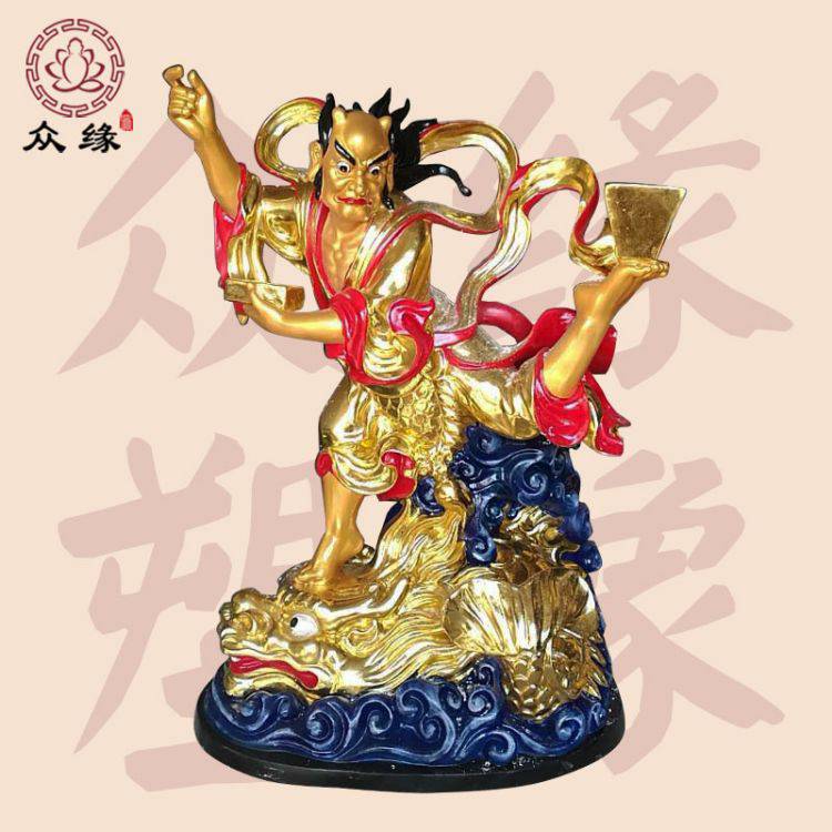 魁星爷神像 铜铸面目狰狞金身青面造型图 大型魁星帝君雕像