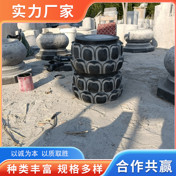 室外石雕柱顶石 广场仿古石柱墩室外石雕柱顶石寺庙实心柱墩石