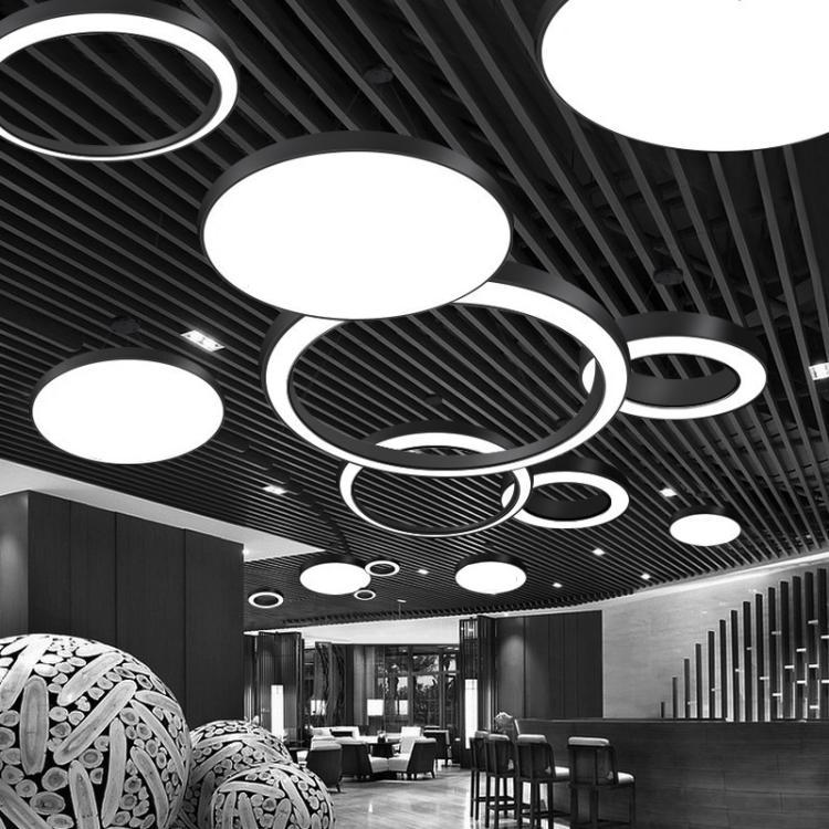 现代简约LED空心圆吊灯圆形造型灯酒店大堂工业风工程办公灯具
