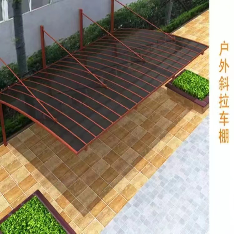 厂家定做车棚别墅铝合金外框PC耐力板遮阳防雨停车棚小区雨搭