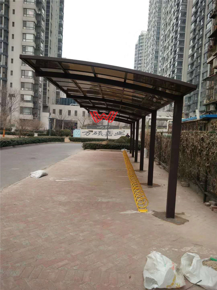 车棚生产厂家 小区电动车充电棚 户外铝合金耐力板膜结构停车棚