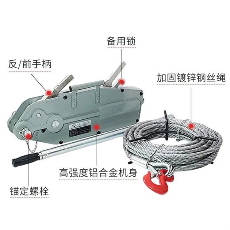 铝合金壳牵引器自锁起重起吊机0.8T1.6T3.2T5.4吨钢丝绳手扳葫芦