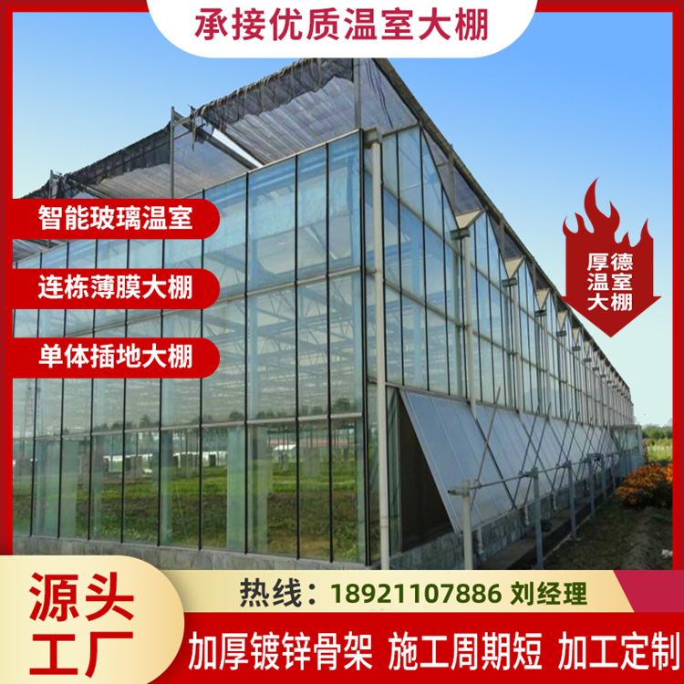 钢结构骨架稳定耐用 承接工期短 品质有保障 玻璃日光温室厂家 厚德