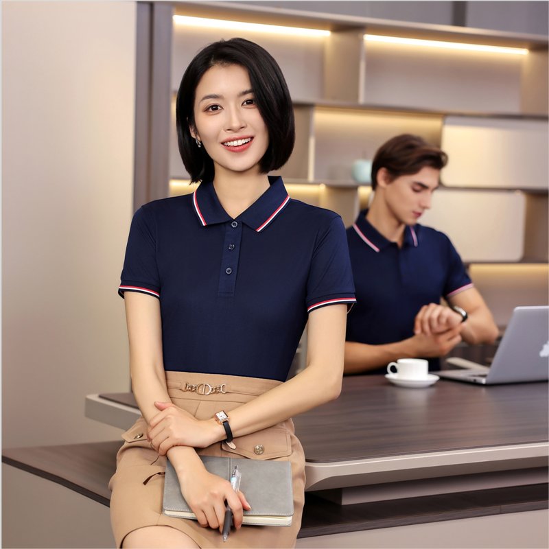 免费印LOGO 中|山短袖工作服 有领文化衫 锦丹制服