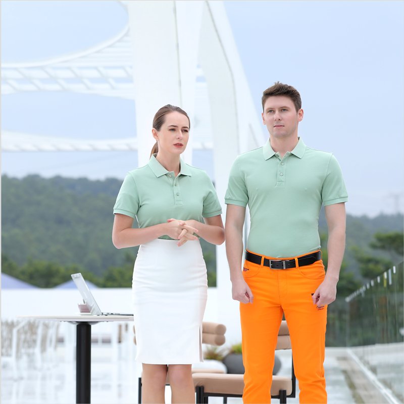 锦丹制服 免费印LOGO 厂家定制春夏翻领T恤短袖 佛|山团体工装