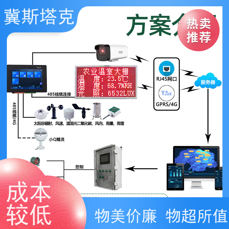 冀斯塔克 大棚监测采集控制柜 支持对接平台 温湿光二氧化碳监测站