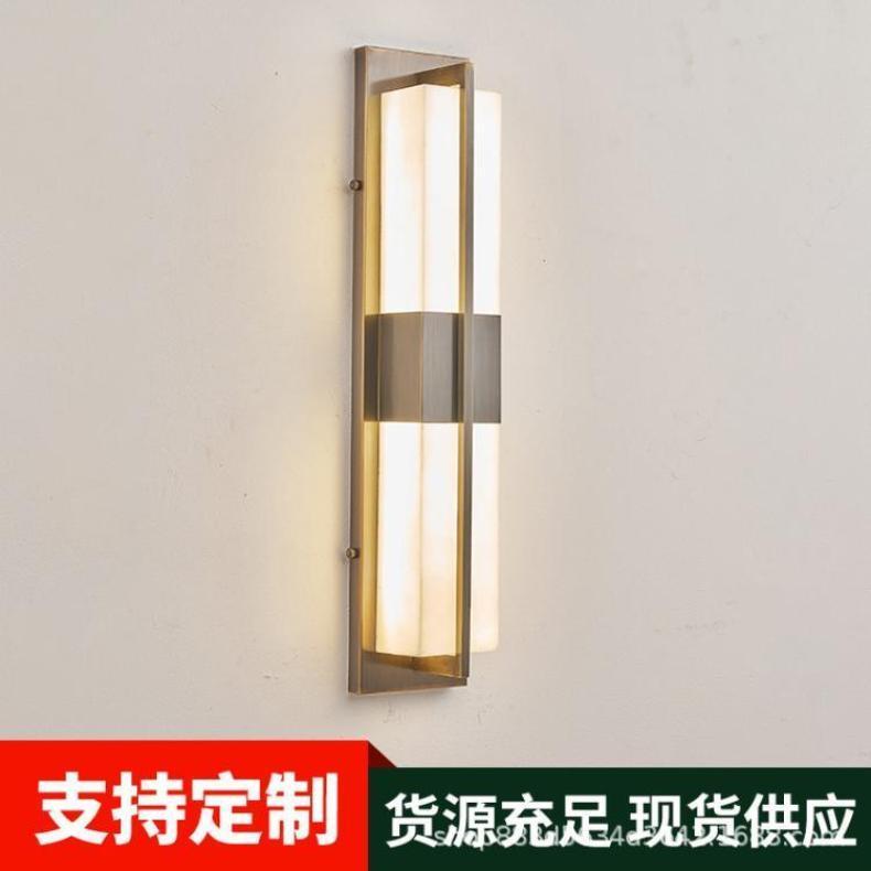 户外长条壁灯防水大门柱子别墅庭院灯新中式全铜客厅卧室背景墙灯