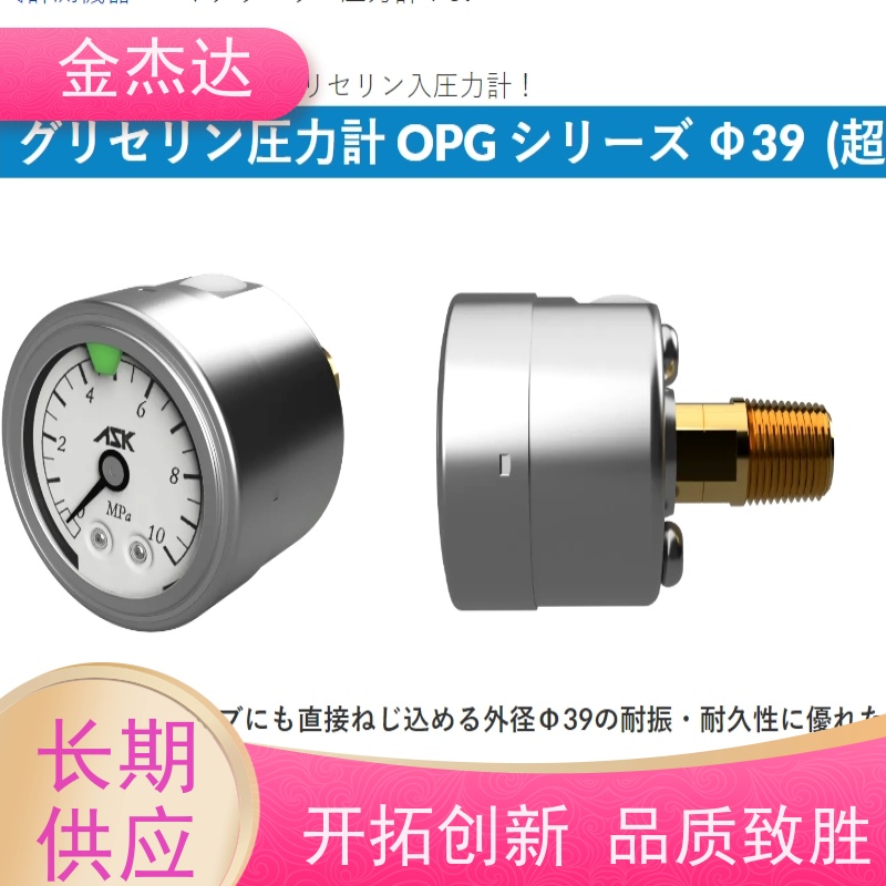 ASK压力计 OPG-AT-G1/4-60x2.5MPa-CR压力表 附彩色卡环 易于辩识