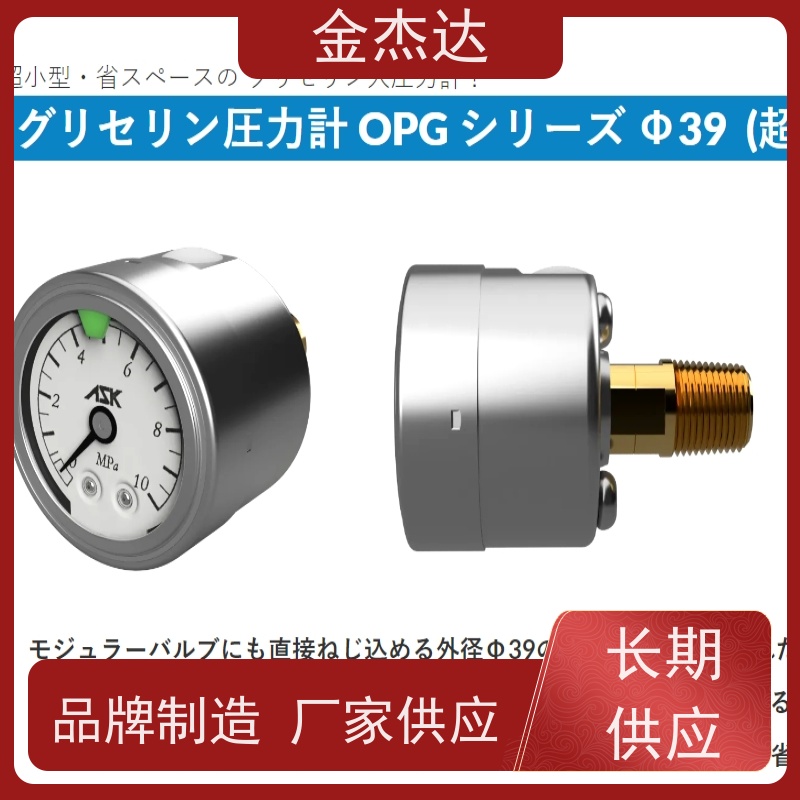 ASK抗震压力表 AK1/2*100*100MPa压铸机用 附彩色卡环 易于辩识